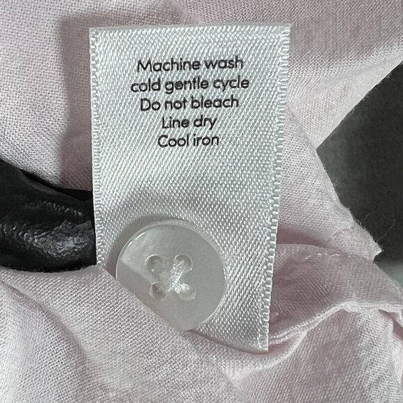 Athleta Women M Pale Pink Button Up Blouse Long Sleeve Back Stripe Casual Office - Picture 15 of 16